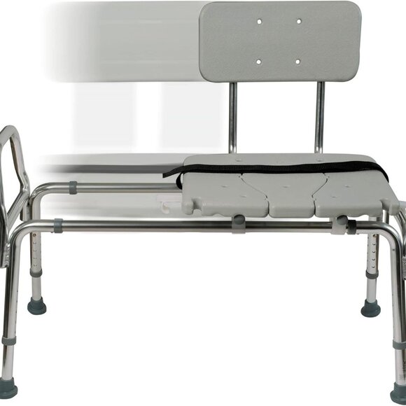 Heavy-duty Sliding Transfer Bench Shower Chair With Cut-out Seat and Adjustable - Picture 1 of 9